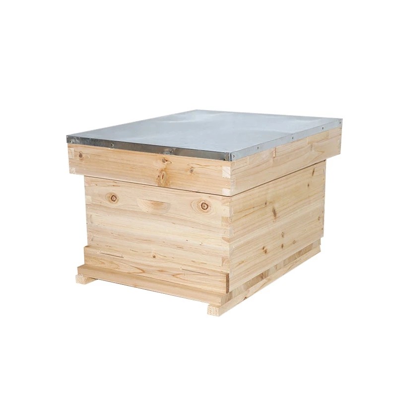 Single Beehive Box With Metal Top Cover, Metal Mesh Inner Cover For Rain Proof, Snow Proof Beekeeping Equipment Tool